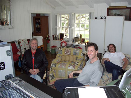 Barry Gibb and John Merchant at a home studio